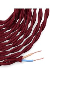 Cable textil trenzado 2x0,75mm burdeos 5m