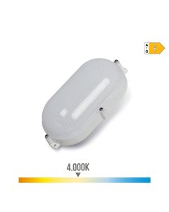 Aplique exterior led oval blanco 9w ip65 4000k 212x118x66mm luz dia