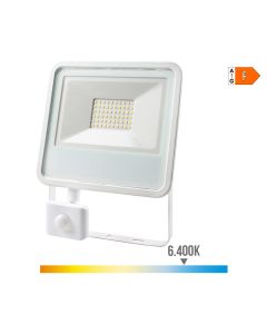 Foco proyector led 50w 4000lm 6400k luz fria con sensor de presencia 23,8x4,5x19,2cm edm