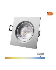 Downlight led empotrable cuadrado 5w 6400k luz fria color cromo 9x9cm edm