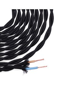 Cable textil trenzado 2x0,75mm negro 5m