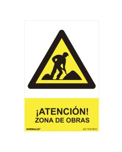 Cartel peligro "zona de obras" (pvc 0.7mm) 30x40cm normaluz