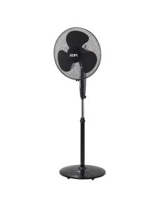 Ventilador de pie con base circular. color negro. potencia: 45w aspas: ø40cm altura regulable 110-130cm edm