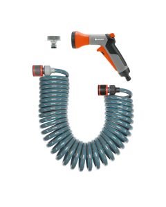 Kit de manguera espiral flexible de riego. longitud total 10m gardena