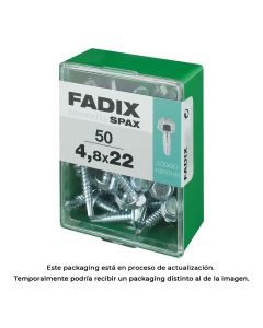 Caja m 50 unid. tornillo rosca chapa hexagonal autot. 4,8x22mm fadix