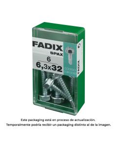 Caja s 6 unid. tornillo rosca chapa hexagonal autot. 6,3x32mm fadix