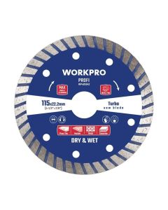 Disco diamantado, segmentado profi turbo ø115x20 mm. workpro