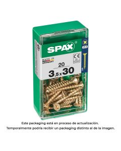 Caja 20 unid. tornillo madera spax cabeza plana yellox 3,5x30mm spax