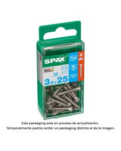 Caja 25 unid. tornillo madera spax cabeza plana inox a2 3,5x25mm spax