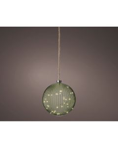 Bola colgante de cristal micro led, verde, ø20cm.