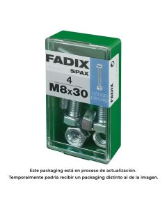 Caja s 4 unid. tornillo metrica cab hex+tuerca cinc m 8x30mm fadix