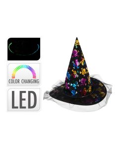 Sombrero de bruja halloween con led colores / modelos surtidos