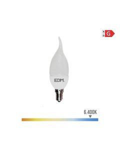 Bombilla vela bohemia led e14 5w 400lm 6400k luz fria ø3,8x12,5cm