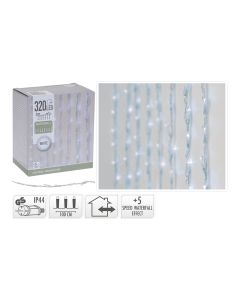 Cortina 320 leds blanco frio con 5 funciones 1x2m