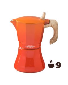 Cafetera de aluminio de 9 tazas modelo "petra" color naranja