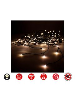 Cortina easy-connect 2x1m 10 tiras 100 leds blanco calido 30v (interior-exterior) total 1,8w