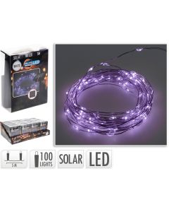 Guirnalda micro led, violeta, 100 leds, solar, 7m.