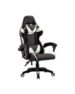 Silla gaming ergonómica negra y blanca