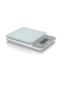 Báscula electronica de cocina, máximo 5kg. blanca con batería recargable