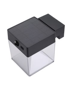 Aplique solar cuadrado 4 w 500 lm, 3.000/4.000/6.500 k, 3cct, con sensor, negro