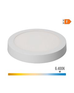 Downlight led superficie redondo 20w 1500lm 6400k luz fria ø22x3,5cm blanco edm