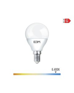 Bombilla esferica led e14 5w 400lm 6400k luz fria ø4,5x8cm edm