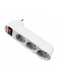 Clavija triple 2p+t tipo f t/tl con interruptor 16a 4,8mm (retractilada) blanco