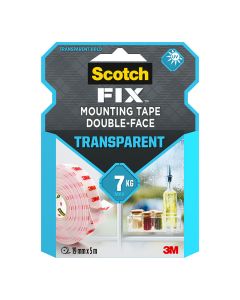 Cinta doble cara de montaje, transparente, 19mmx5m, máx 7 kg
