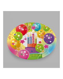 Bolsa con 4 platos de carton diseño globos y velas ø23cm