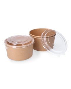 Envase de cartón biodegradable redondo para ensalada con tapa 1000cc (3 unid.)