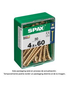 Caja 30 unid. tornillo madera cabeza plana yellox 4,5x60mm spax