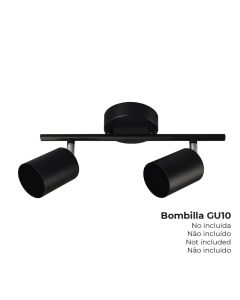 Foco 2 elementos gu10 negro